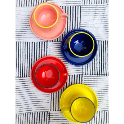 Ceramic saucer set of 4 different colours