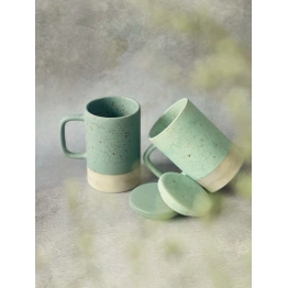 Ceramic cup set of 2 with lid