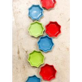 Colourful Flower shaped ceramic tray set of 6