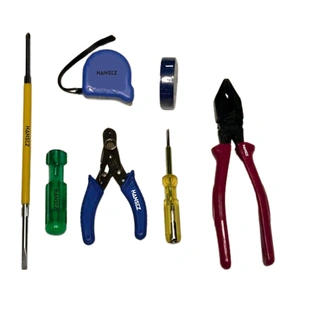 HANSEZ Hand Tool Kit with Plier, Screwdriver, Measuring Tape, Wire Cutter, electric tape, electric tester (6 Tools)